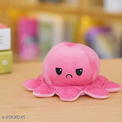 Reversible octopus polycotton plush toy for babies and kids, vibrant colors and soft texture