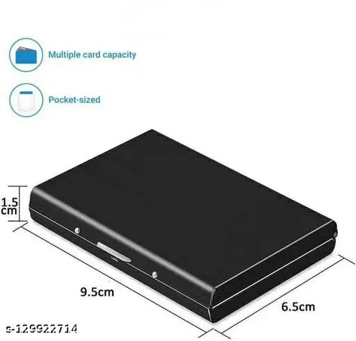 Stainless steel men's wallet with 10 card holder, solid silver, ultra slim and portable for daily use