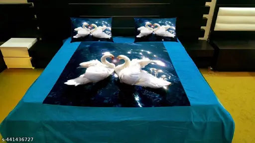 Velvet digital print, 3D single bedsheet & pillow cover - luxurious living room adult bedding from India