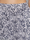 Printed pleated chiffon skirt for women, mid-calf length, stretchable fabric