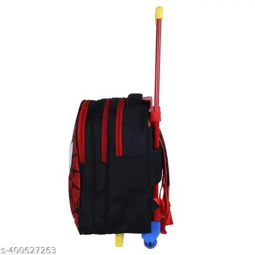 Multicolor waterproof polyester trolley bag for kids, features 3 zipper compartments, ideal for school essentials, Indian Riders SPIDER brand, 30L capacity