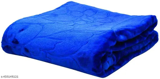 Blue polyester floral double mink blanket for heavy winter, 90x85 size from India