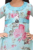 Girls' festive A-line satin Kurta with Palazzo pants (no dupatta), luxurious Indian outfit for parties
