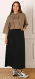 Dark wash denim maxi skirt with side zip