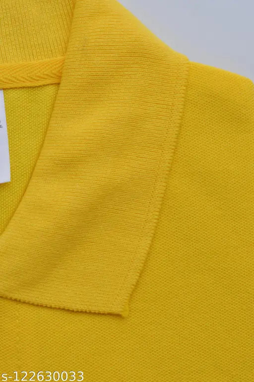 Yellow Collar Matty Cotton Blend t-shirt, solid color for men on hanger, India origin