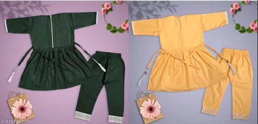 Printed Rayon Kids Kurta & Palazzo Set, A-line top with three-quarter sleeves and palazzo bottoms. Colors may vary due to screen brightness. Perfect for casual wear or special occasions. Made in India, quality guaranteed. Sizes: 0-6M (18in/16in), 3-6M (18in/16in), 6-9M (18in/16in), 6-12M (18in/16in), 9-12M (18in/16in), 12-18M (18in/16in), 18-24M (18in/16in), 0-1Y (18in/16in), 1-2Y (18in/16in), 2-3Y (18in/16in)