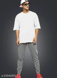 Trendy solid white cotton oversize t-shirt, premium quality, drop shoulder design, ideal for men's casual wear