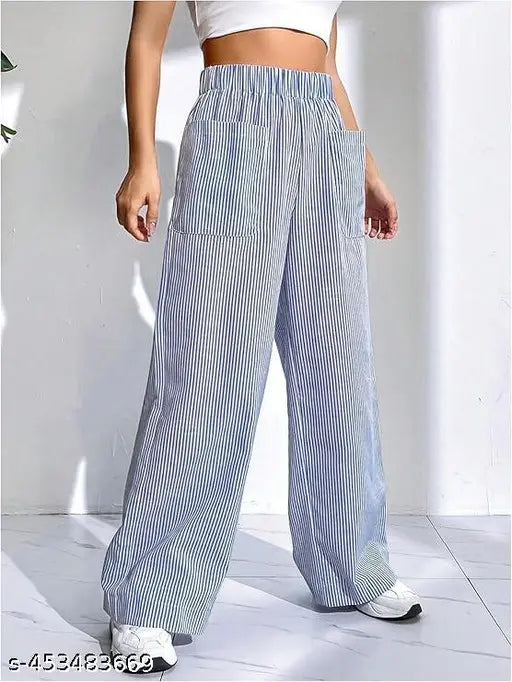 Blue striped high waist pants