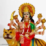 Multicolor resin Goddess Sherawali Nav Durga Murti statue for home decor and puja room, 8cm x 3cm x 13.5cm