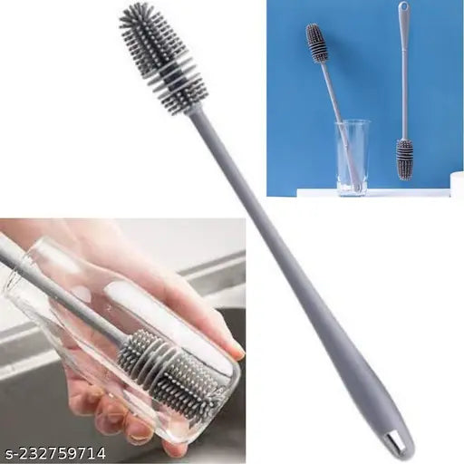 Stainless steel Krishiv water bottle for fridge, school, gym, home, office, kids – leak-proof with silicone brush and long handle for easy cleaning