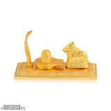 Handmade brass Nandeshwar Narmadeshwar Shiva Linga with Nandi & Sheshnaag Idol, perfect for pooja at home or car dashboard