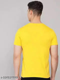Yellow polyester men's t-shirt in short sleeves, round neck, solid design, great for casual wear