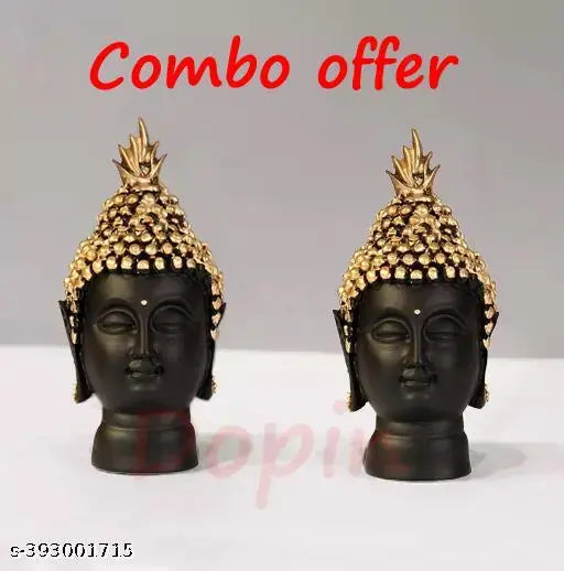Resin Buddha statues, pack of 2 decorative showpiece, Indian artisan-crafted, 5cm x 12cm x 5cm dimensions