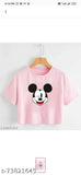 Cotton blend crop t-shirt with latest trending print for girls & women, self-designed net pattern on display