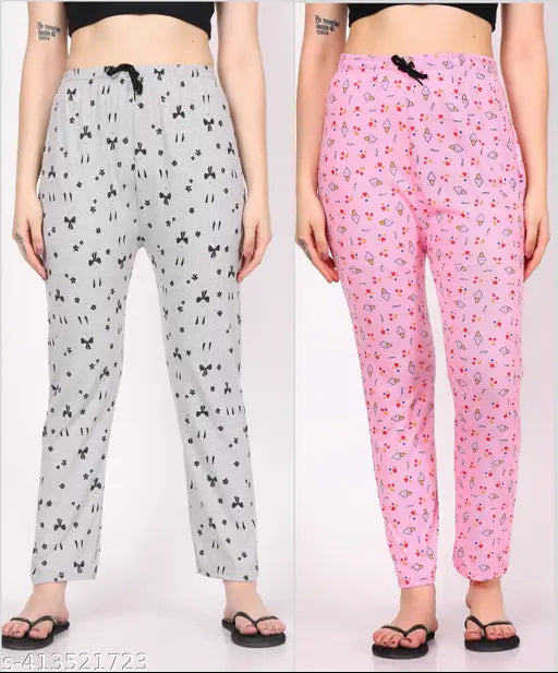 Pink and grey pajamas women's