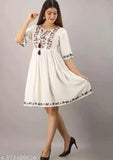 Indian embroidered cotton kurti, three-quarter sleeves, single size S