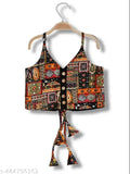 Girls stylish ethnic rayon lehenga choli set with satin dupatta, sleeveless, embroidered, Indian clothing for ages 1-8 years