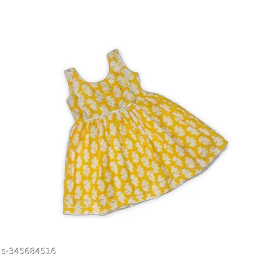 Sunshine yellow cotton 6060 kids sanganeri printed sharara kurti set - traditional Indian craftsmanship, vibrant and breathable for playtime