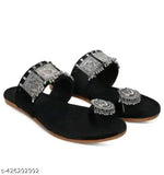 Glorious velvet TPR buckle flats for girls & women, slip-on style in various sizes from IND-4 to IND-9 (24cm - 26.5cm), Indian origin