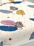 White polycotton botanical double bedsheet, Ritika Creations quality for summer comfort