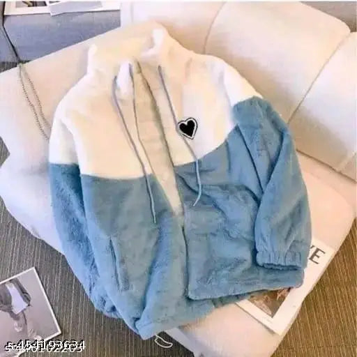 Stylish woolen winter jacket for women, colorblocked design with long sleeves. Wool jacket M size on model, India origin