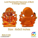 Marble Hanuman idol, Sinduri Punchmukhi (5 inch), Indian handcrafted statue