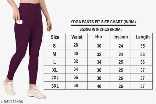Solid color polyester high-rise stretchable yoga pants for women, pack of 2 - perfect for gym and work