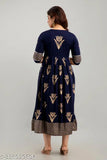 Rayon Floral Printed Kashvi Anarkali Kurtis - Indian ethnic wear, unique design, flared hem, calf length, lightweight & elegant
