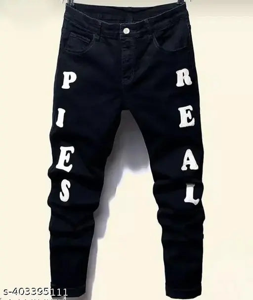 Stylish black cotton jeans and pant for men - solid design, trendy fit for 28, 30, or 32-inch waist sizes