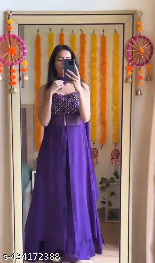 Purple, traditional South Asian bridal dress with drapey fabric