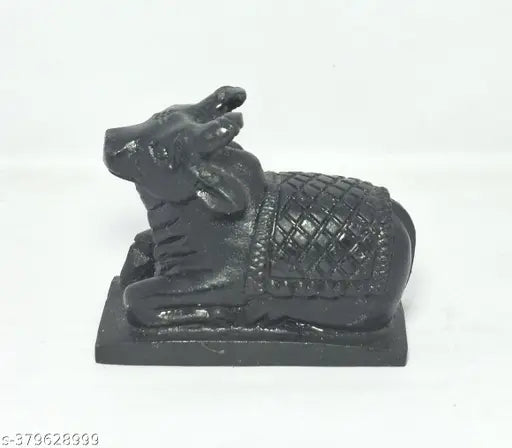 Black marble Shiva Nandi, daily pooja purpose, home temple decor, 6x5x3 cm handcrafted artisan-made, Indian origin