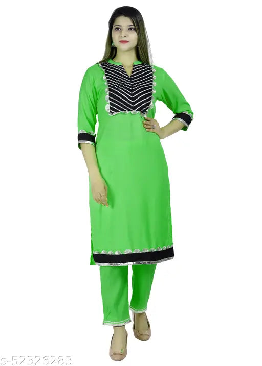 Alisha superior women's rayon kurta set with palazzos, solid net, three-quarter sleeves, various sizes available