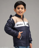 Blue and tan zippered full-sleeve hoodie with cap pullover, winter wear for children, kids jacket, gender-neutral