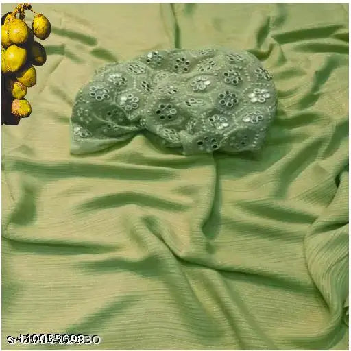 Embroidered, silk georgette fabric