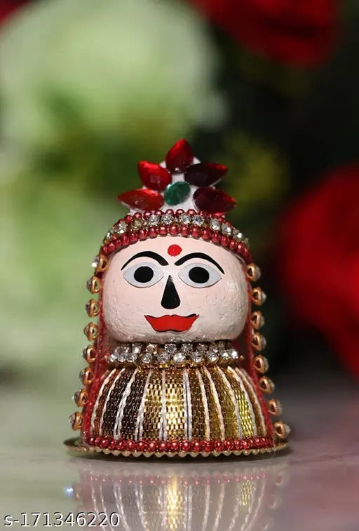 Wooden Riddhi Siddhi Ganpati's Wife Idol for Navaratri Diwali decor, used in betel nuts