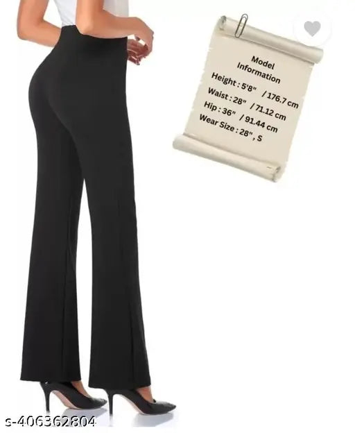 Black cotton lycra bell bottom trousers premium stretch