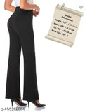Black cotton lycra bell bottom trousers premium stretch