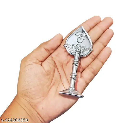 Silver Murugan vel figurine, 4 inches, religious idol for home decor, pooja room, office, car dashboard, or return gifts (India origin)