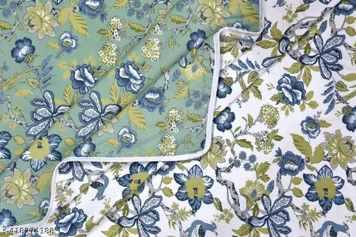 Stylish Dohar reversible Jaipuri floral print cotton blanket for summer bedrooms