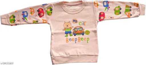 Printed cotton fleece sweater for winter babies, 6-12/12-18 months, made in India