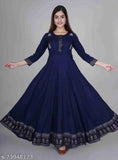Rayon embroidered anarkali gown, three-quarter sleeves, Avi Fashions India