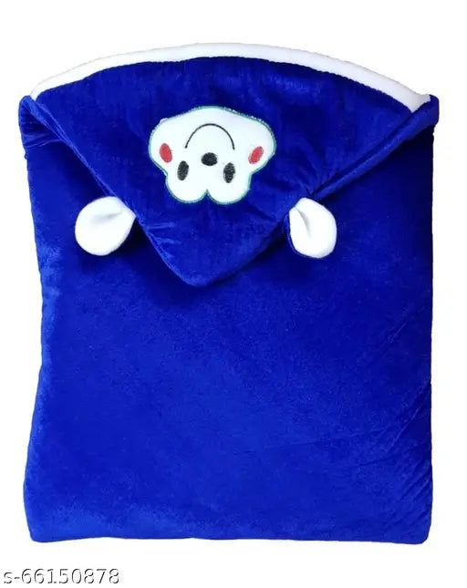 Velvet hooded baby blanket, BRANDONN newborn soft animal print, ideal for mild winter (country of origin: India)