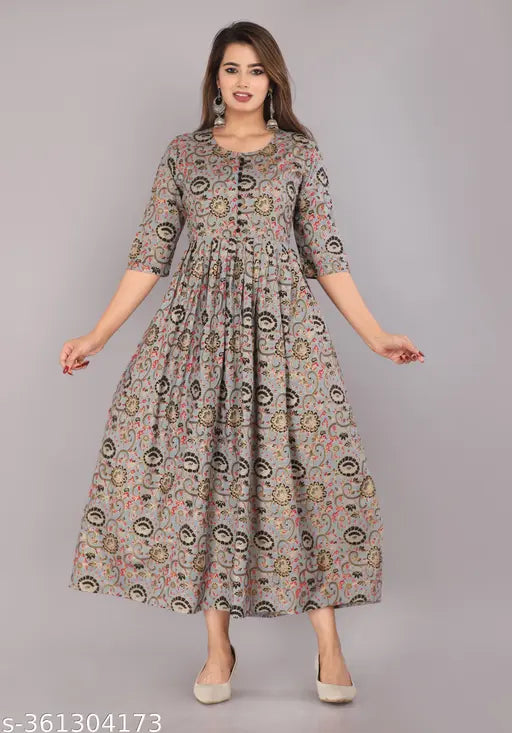 Rayon printed women's kurti, three-quarter sleeves, vibrant combo - Neemiya Regular Wear, India