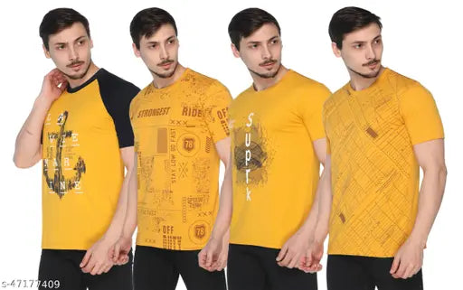 Cotton blend Shaun men's round neck t-shirt, printed pattern, short sleeves - Indian fashion trend