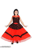 Designer ethnic gowns in net fabric, embellished, sleeveless for girls aged 5-11 years. Indian traditional wear for special occasions