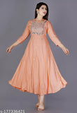 Rayon embellished anarkali kurta, three-quarter sleeves, stylish embroidery. Indian women's fashion