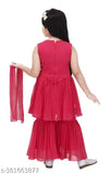 Embroidered sharara set in georgette for kids, 8-9 years old, Indian traditional clothing