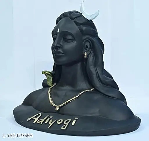 Black resin Adi Shankara's Adiyogi Shiva idol statue, 14cm. Indian Shiv murti for car dashboard or living room decor