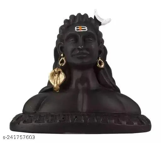 Black 3-inch Adiyogi Shiva idol statue for home decor and car dashboard - polyresin figurine of Mahadev/Shankara