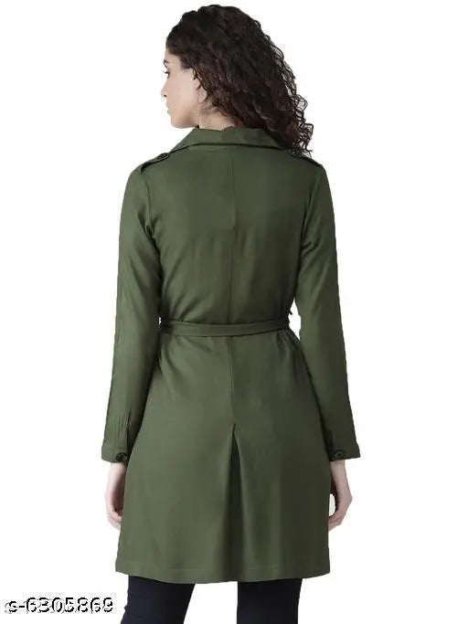 Olive lyocell embroidered net jacket for women, S size (bust 34in, length 21in), made in India